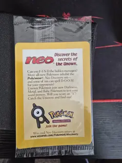 SEALED New Entei 34 Black Star Movie Promo Reverse Holo Neo Pokemon Card - Image 1