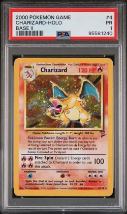 2000 POKEMON GAME BASE II #4 CHARIZARD-HOLO PSA 1 - Image 1