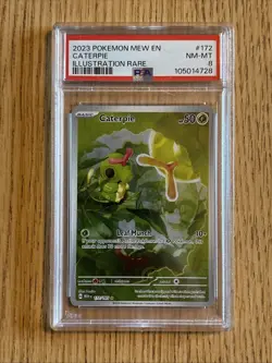 2023 Pokemon Scarlet & Violet 151 Caterpie Illustration Rare 172/165 PSA NM-MT 8 - Image 1