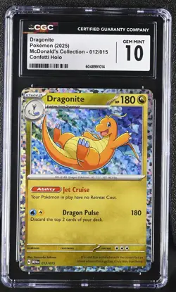 Pokemon Dragonite 012/015 M24 McDonald's Collection Confetti Holo CGC 10 GEM MT - Image 1