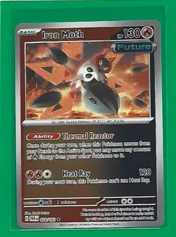 Pokemon TCG SV-Paradox Rift Iron Moth #28/182 Rare Reverse Holo - Image 1