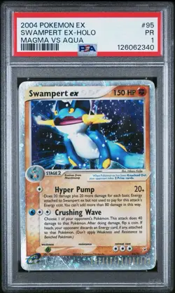 PSA 1 Swampert EX 95/95 Team Magma vs Team Aqua Holo E Reader 2004 Pokemon PR - Image 1
