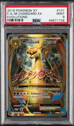 2016 POKEMON XY EVOLUTIONS #101 FULL ART/M CHARIZARD EX PSA 9 - Image 1