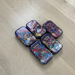 Lot of 5 Pokemon TCG Mega Evolution Mini Tins + Collectible Card & Sticker EMPTY - Image 3