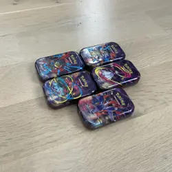 Lot of 5 Pokemon TCG Mega Evolution Mini Tins + Collectible Card & Sticker EMPTY - Image 4