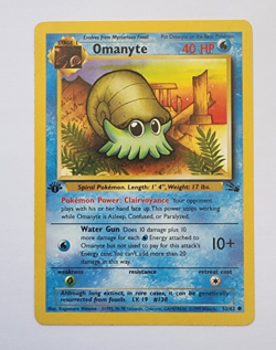 Pokemon Omanyte 1st Edition Fossil Card 52/62 Common 1999 WOTC TCG NM - Image 1