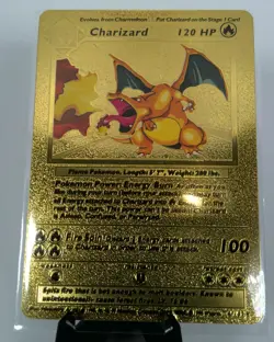 Pokemon Charizard Gold Foil Fan Art Textured Card 04/102 HP120 (item #4) - Image 1