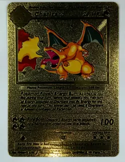 Pokemon Charizard Gold Foil Fan Art Textured Card 04/102 HP120 (item #4) - Image 5