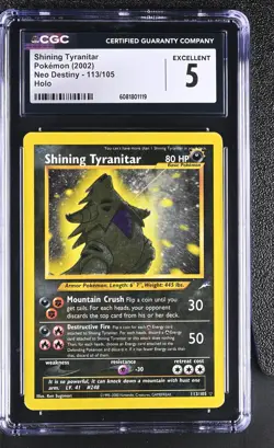 CGC 5 Shining Tyranitar 2002 Neo Destiny 113/105 Holo Pokemon Card - Image 1