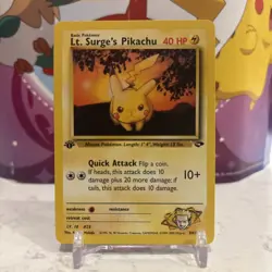 Pokemon Gym Challenge 84/132 Lt. Surge's Pikachu 1st Edition Pokemon Card - Image 1