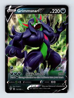 Grimmsnarl V SWSH03: Darkness Ablaze Ultra Rare Holo 114/189 NM Pokemon Cards - Image 1