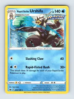 Rapid Strike Urshifu SWSH06: Chilling Reign Holo Rare 044/198 NM/LP Pokemon Card - Image 1
