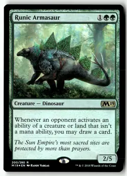 MTG Foil Runic Armasaur -Core Set 2019 Moderately Played English - Image 1