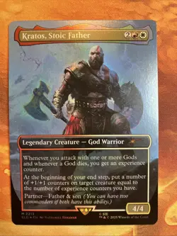 MTG Foil Borderless Kratos, Stoic Father SLD: PlayStation: X God of War: Norse!! - Image 1