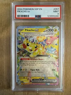 Pikachu ex - 057/191 - Pokemon Surging Sparks Double Rare PSA 9 - Image 1