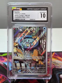 2024 POKEMON SQUIRTLE CGC 10 STELLAR CROWN ILLUSTRATION RARE HOLO 148/142 - Image 1