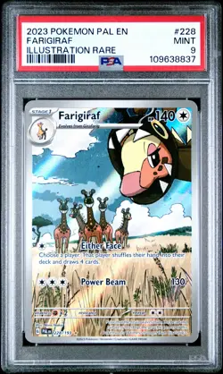 2023 POKEMON PAL EN-PALDEA EVOLVED ILLUSTRATION RARE #228 FARIGIRAF PSA 9 - Image 1