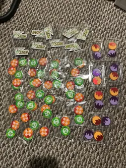 Lot of 33 Pokemon TCG Condition Markers (Poison/Burn) & 9 VSTAR Acrylic Markers - Image 1
