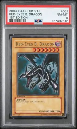 2003 Yu-Gi-Oh Red Eyes B Dragon SDJ-001 1st Edition PSA 8 - New Cert - Image 1