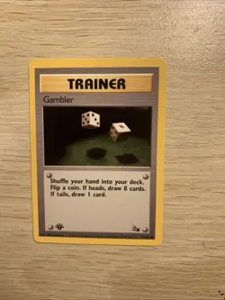Gambler Trainer 60/62 1st Edition Fossil Pokemon Card NM-Mint - Image 1