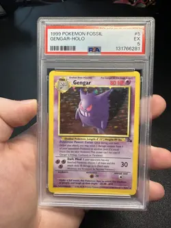 1999 Gengar Fossil Unlimited Holo 5/62 PSA 5 Pokemon Card - Image 1