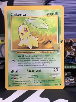 JUMBO Oversized Pokemon Chikorita #54/111 25th Anniversary Promo Card - Image 1