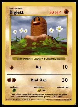 Vintage Diglett 047/102 Base Set (Shadowless) Pokemon Card WOTC | LP - Image 1