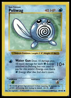 Vintage Poliwag 059/102 Base Set (Shadowless) Pokemon Card WOTC | LP - Image 1