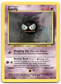 Gastly 050/102 Base Set Pokemon Card Vintage WOTC | LP - Image 1