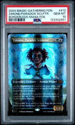 2024 MTG FOUNDATIONS BORDERLESS-MANA FOIL #412 ZIMONE, PARADOX SCULPTOR PSA 10 - Image 1