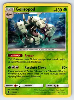 Golisopod 9/145 S&M Guardians Rising Pokemon Card TCG Reverse Holo Rare - Nm/Vlp - Image 1