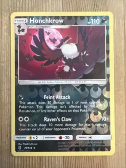 Pokemon TCG Honchkrow Sun & Moon: Guardians Rising 79/145 Reverse Holo Rare LP - Image 1