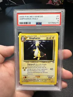 PSA 5 Ampharos #1 Neo Genesis Holo Rare Pokemon 2000 Mint - Image 1