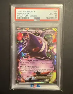 2014 POKEMON XY PHANTOM FORCES #34 GENGAR EX PSA 10 English Gem Mint - Image 1