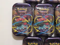 Lot Of 10 Empty Pokemon Mega Evolution Mini Tins - Partial Display - M Venusaur - Image 3