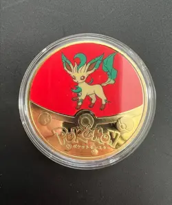 POKEMON GOLD PLATED COLLECTIBLE COIN LEAFEON EEVEELUTION - Image 1