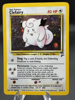 Pokemon TCG Clefairy Base Set 2 6/130 Holo Rare with Swirl - Damaged - Image 1
