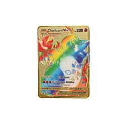 Charizard VMAX Rainbow Pokemon Gold Metal Card Collectible Gift Display - Image 1
