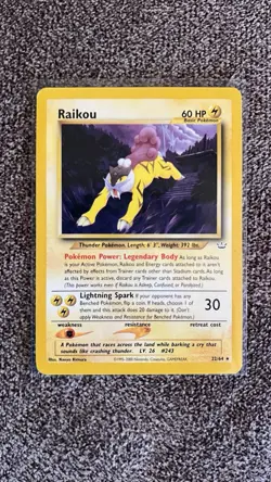 Pokemon TCG Raikou Neo Revelation Card 22/64 Unlimited Rare Vintage Card WOTC LP - Image 3