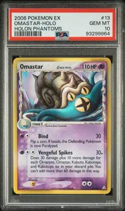 Pokemon TCG Omastar EX Holon Phantoms Holo Rare Card 13/110 - Image 1