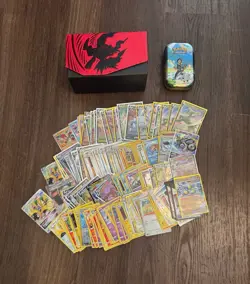 Ultra Rare Pokemon Card Bulk Lot 200x Cards + Tin V Star Ex Holo VG+ TCG - Image 1