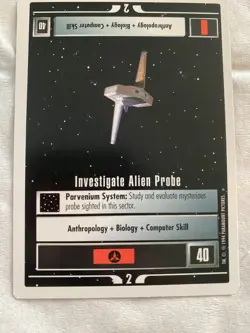 Star Trek CCG 1E WB94 Alpha INVESTIGATE ALIEN PROBE Rare Card NEVER PLAYED - Image 1