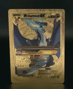 Pokemon Mega Charizard EX 830hp Gold Foil Fan Art Collector Card TCG - Image 1