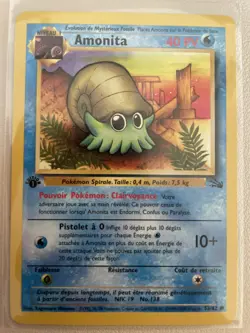 French Omanyte Amonita 52/62 LP 1st Edition Fossil Pokemon Card. Fast Shipping! - Image 1