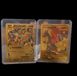 Mega M CHARIZARD EX 230 Gold Foil Pokemon Card Charizard V 220 Gold - Image 1