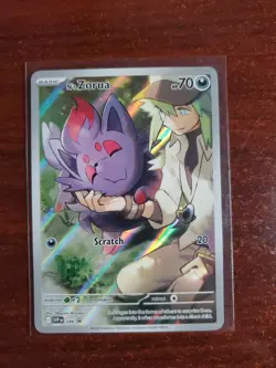 Pokemon TCG N's Zorua SVP 189 Black Star Promo Card NM (Journey Together ETB) - Image 1
