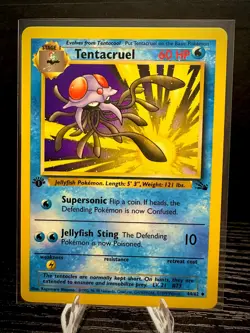 Tentacruel 44/62 1st Edition Fossil WOTC 1999 Pokemon TCG Card LP - Image 1
