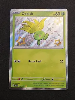 Pokemon Paldean Fates Oddish #092/091 MINT Baby Shiny Pokemon TCG RARE - Image 1