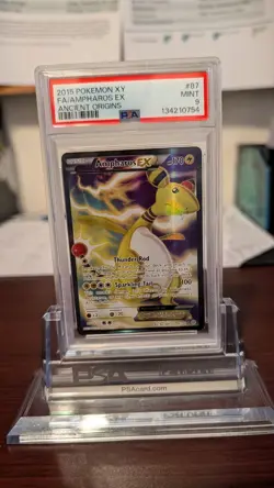2015 POKEMON XY ANCIENT ORIGINS #87 FULL ART/AMPHAROS EX PSA 9 - Image 1