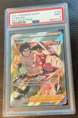 2021 POKEMON SWORD & SHIELD BATTLE STYLES #158 FULL ART/BRUNO PSA 9 MINT - Image 2